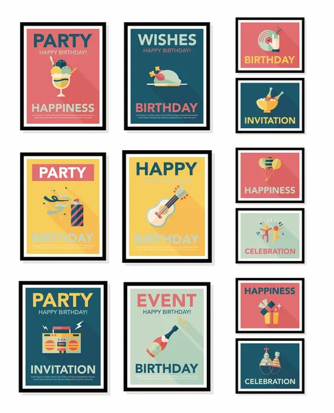 Doğum poster düz afiş tasarım düz arka plan ayarlamak, eps10