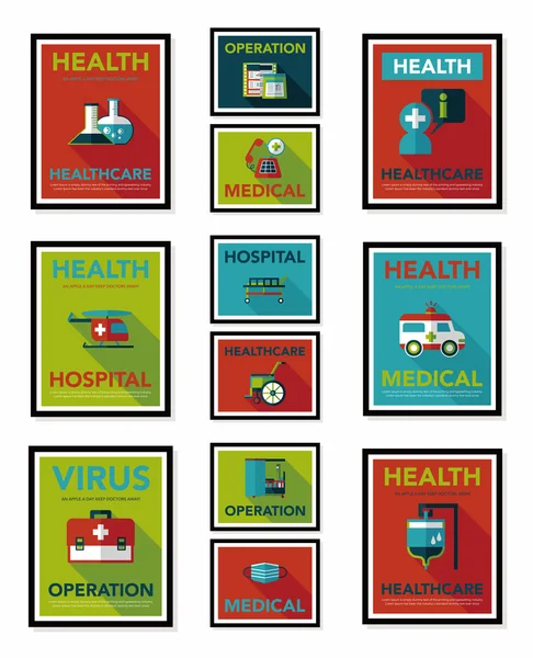 Hospital poster banner design flat background set, eps10 — Stock Vector