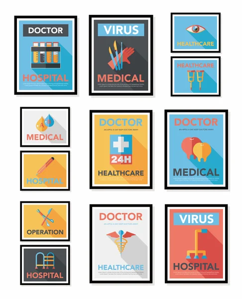 Diseño del cartel del hospital conjunto de fondo plano, eps10 — Archivo Imágenes Vectoriales