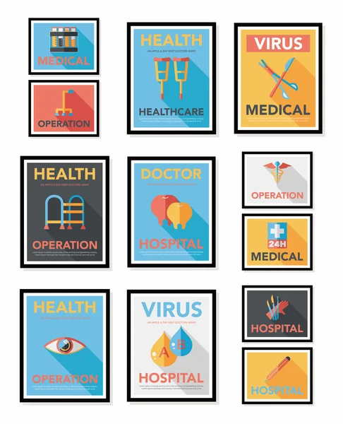 Ensemble de bannière d'affiche d'hôpital design fond plat, eps10 — Image vectorielle