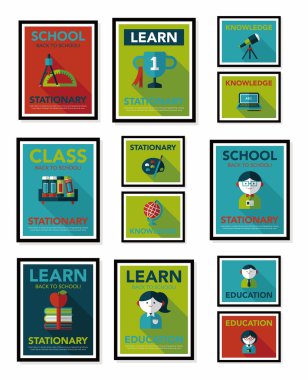 Okul poster düz afiş tasarım düz arka plan ayarlamak, eps10