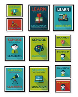 Okul poster düz afiş tasarım düz arka plan ayarlamak, eps10