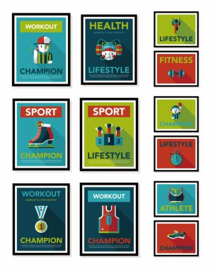 Spor poster düz afiş tasarım düz arka plan ayarlamak, eps10