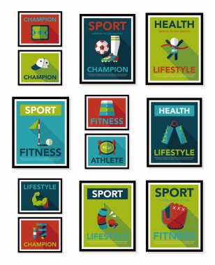 Spor poster düz afiş tasarım düz arka plan ayarlamak, eps10