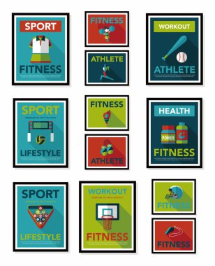 Spor poster düz afiş tasarım düz arka plan ayarlamak, eps10