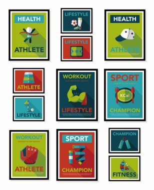 Spor poster düz afiş tasarım düz arka plan ayarlamak, eps10