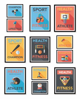 Spor poster düz afiş tasarım düz arka plan ayarlamak, eps10