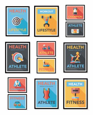 Spor poster düz afiş tasarım düz arka plan ayarlamak, eps10