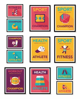 Spor poster düz afiş tasarım düz arka plan ayarlamak, eps10