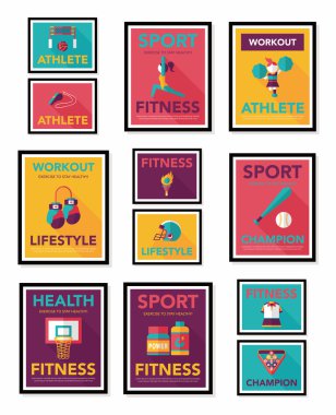 Spor poster düz afiş tasarım düz arka plan ayarlamak, eps10