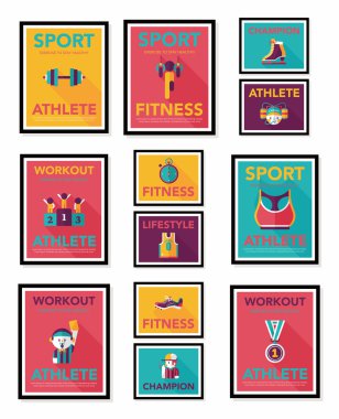 Spor poster düz afiş tasarım düz arka plan ayarlamak, eps10