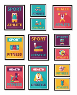 Spor poster düz afiş tasarım düz arka plan ayarlamak, eps10