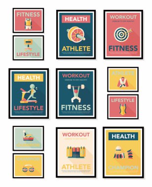 Spor poster düz afiş tasarım düz arka plan ayarlamak, eps10