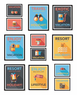 Seyahat poster afiş tasarım düz arka plan ayarlamak, eps10