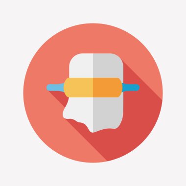 Uzun Gölge, eps10 ile mutfak eşyaları oklava düz simgesi