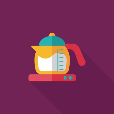 Uzun Gölge, eps10 ile mutfak eşyaları çay potu düz simgesi