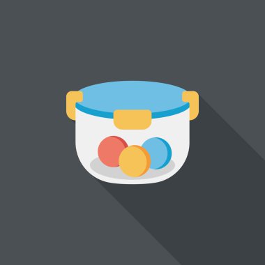 kapsayıcı düz simgesi uzun gölge, eps1 ile koruma mutfak eşyaları