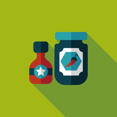 Uzun Gölge, eps10 ile mutfak eşyaları acı sos düz simgesi