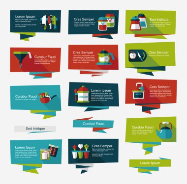 Mutfak eşyaları düz afiş arka plan ayarlamak, eps10