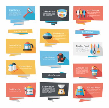 Mutfak eşyaları düz afiş arka plan ayarlamak, eps10