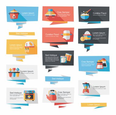 Mutfak eşyaları düz afiş arka plan ayarlamak, eps10