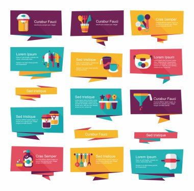 Mutfak eşyaları düz afiş arka plan ayarlamak, eps10