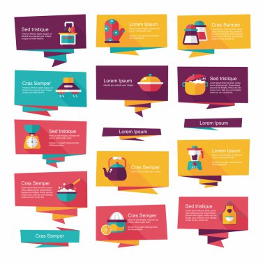 Mutfak eşyaları düz afiş arka plan ayarlamak, eps10