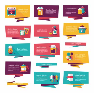 Mutfak eşyaları düz afiş arka plan ayarlamak, eps10