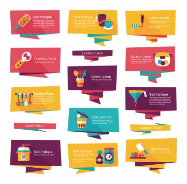 Mutfak eşyaları düz afiş arka plan ayarlamak, eps10