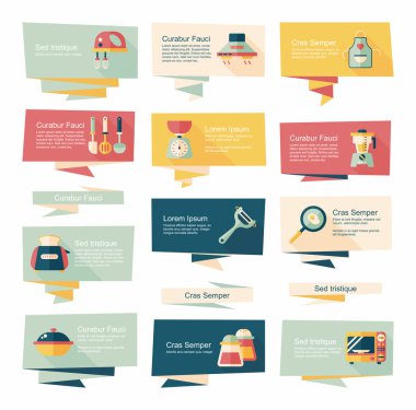 Mutfak eşyaları düz afiş arka plan ayarlamak, eps10