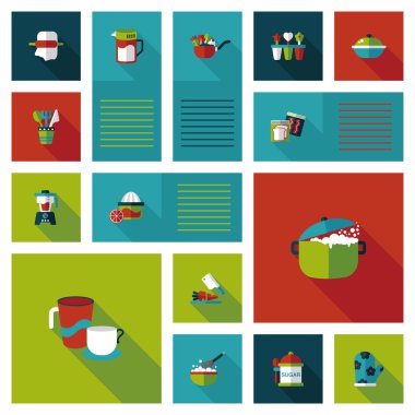 Mutfak eşyaları düz app kullanıcı arabirimi arka plan, eps10