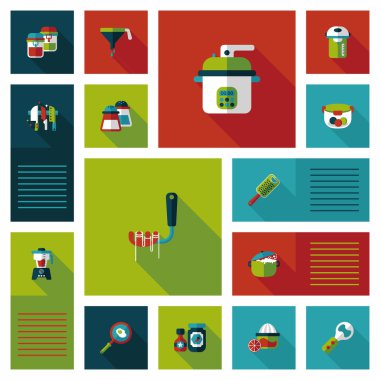 Mutfak eşyaları düz app kullanıcı arabirimi arka plan, eps10