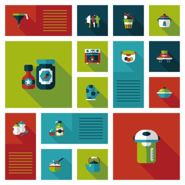Mutfak eşyaları düz app kullanıcı arabirimi arka plan, eps10