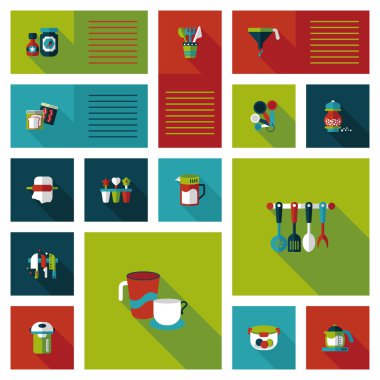 Mutfak eşyaları düz app kullanıcı arabirimi arka plan, eps10