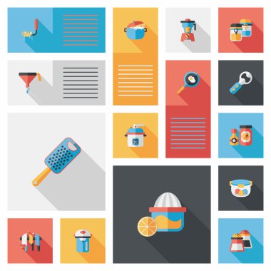 Mutfak eşyaları düz app kullanıcı arabirimi arka plan, eps10