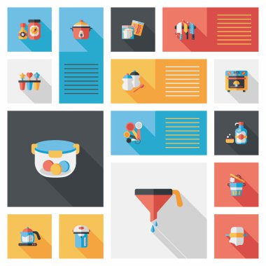 Mutfak eşyaları düz app kullanıcı arabirimi arka plan, eps10