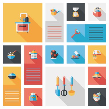 Mutfak eşyaları düz app kullanıcı arabirimi arka plan, eps10