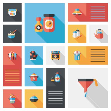 Mutfak eşyaları düz app kullanıcı arabirimi arka plan, eps10