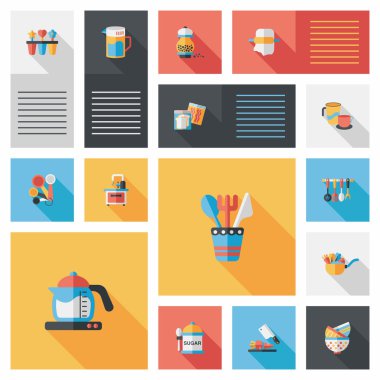 Mutfak eşyaları düz app kullanıcı arabirimi arka plan, eps10