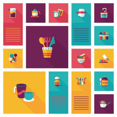Mutfak eşyaları düz app kullanıcı arabirimi arka plan, eps10