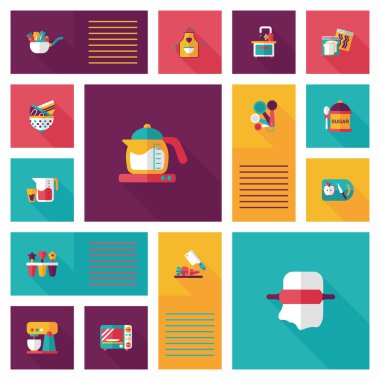 Mutfak eşyaları düz app kullanıcı arabirimi arka plan, eps10