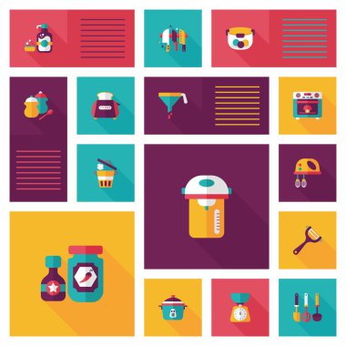 Mutfak eşyaları düz app kullanıcı arabirimi arka plan, eps10