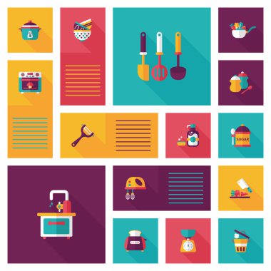 Mutfak eşyaları düz app kullanıcı arabirimi arka plan, eps10