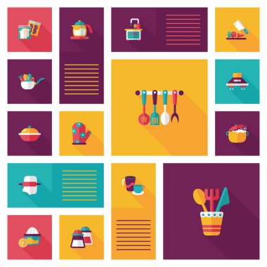 Mutfak eşyaları düz app kullanıcı arabirimi arka plan, eps10