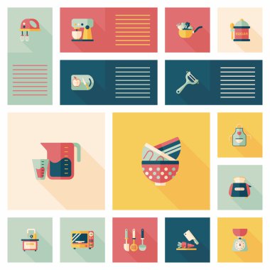 Mutfak eşyaları düz app kullanıcı arabirimi arka plan, eps10