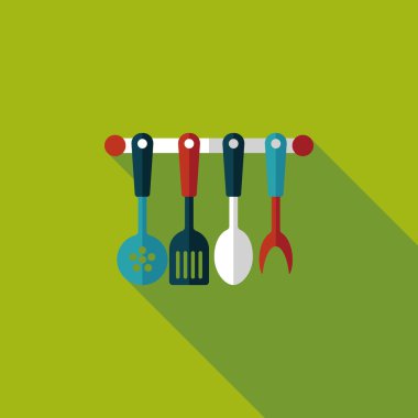 Uzun Gölge, eps10 ile mutfak eşyaları spatula düz simgesi
