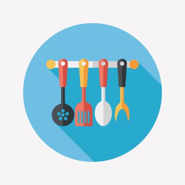 Uzun Gölge, eps10 ile mutfak eşyaları spatula düz simgesi