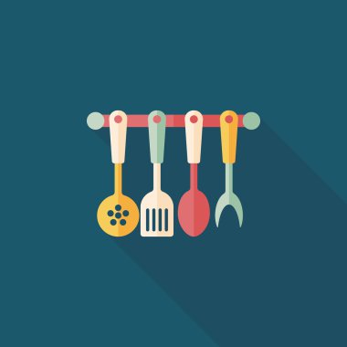 Uzun Gölge, eps10 ile mutfak eşyaları spatula düz simgesi