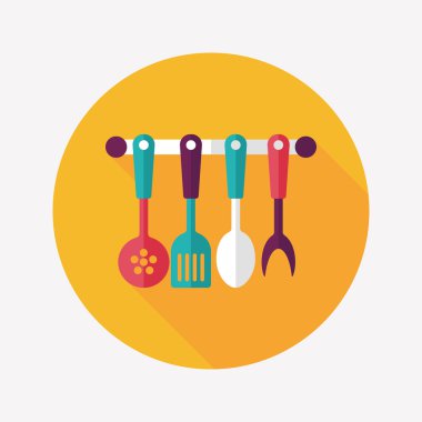 Uzun Gölge, eps10 ile mutfak eşyaları spatula düz simgesi