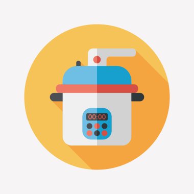 mutfak eşyaları pirinç Ocak düz simgesiyle uzun gölge, eps10